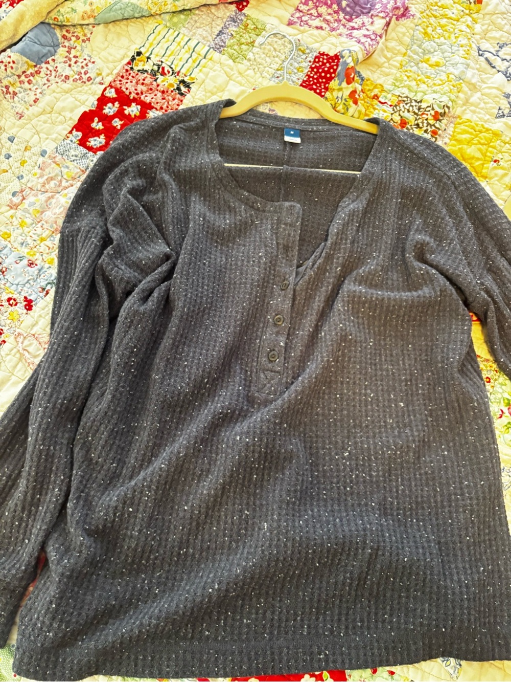 Old Navy Charcoal Gray Ribbed Henley Sweater